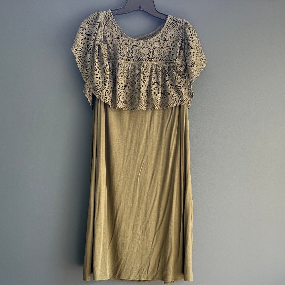 Lane Bryan Plus Size 22/24 Olive Green Summer Dress w/ Pockets!